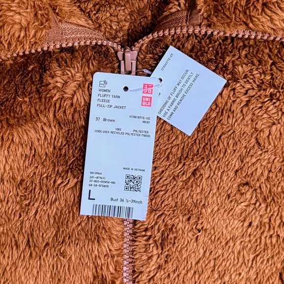 Uniqlo Plush Teddy Zip-Up Jacket - Chestnut Brown Cozy Soft. - Picture 2 of 6